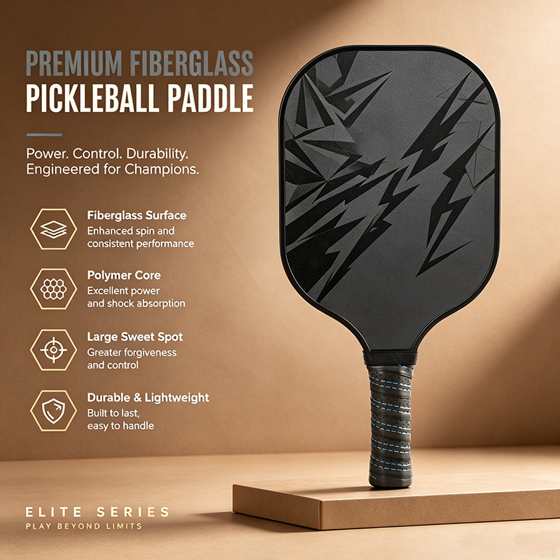 Wide Face Fiberglass Pickleball Paddle Large Sweet Spot Entry Level Bulk Thumbnail 8